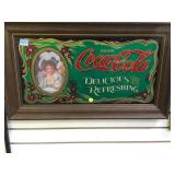 VINTAGE FRAMED GLASS COCA-COLA ADVERTISEMENT