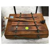 VINTAGE XYLOPHONE WITH 4 KEYS AND HAMMER