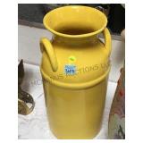 YELLOW CERAMIC MILK CAN 9x18  LOCAL PICKUP ONLY