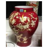 ASIAN LARGE RED DECORATIVE VASE