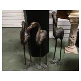 GROUP OF 3 METAL BABY FLAMINGO STATUES