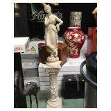 WOMAN STATUE ON PEDESTAL BASE 45" TOTAL HEIGHT