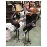 PAIR OF LARGE METAL FLAMINGO STATUES 51" TALL