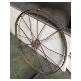 ANTIQUE ALL METAL WAGON WHEEL 31" D