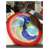 LARGE COLORED GLASS SWIRL DECORATIVE PLATTER