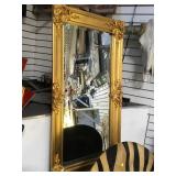 GOLD-GILT ORNATE FRAMED BEVELED MIRROR  25x47