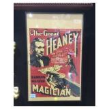 FRAMED "THE GREAT HEANEY" MAGICIAN POSTER FAMOUS