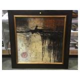 LARGE FRAMED T. HARRIS OIL ON CANVAS ABSTRACT ART