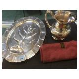 SILVER-PLATED PITCHER & TRAY