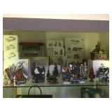 SHELF LOT OF DEPT 56 CHRISTMAS VILLAGES