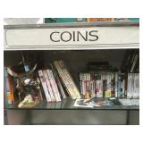 SHELF LOT OF BOOKS, VIDEO GAMES, WII, PLAY STATION
