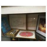 SHELF LOT OF FRAMED WALL ART