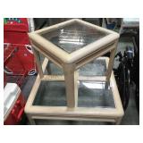 PAIR OF BEVELED GLASS END TBLES