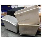 3 LARGE ROLLING PLASTIC BINS