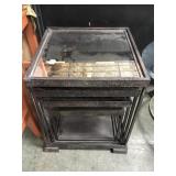 SET OF MIRRORED TOP NESTING TABLES