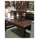 DARK WOOD SWING LEAF TABLE  W/2 CHAIRS