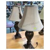 PAIR OF BRONZE-COLORED TABLE LAMPS