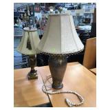 TWO TABLE LAMPS ONE GOLD-GILT ONE BRASS COLORED