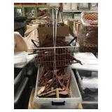 CART LOT OF WOODEN CLOTHES HANGERS & GAFFS