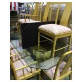 BEVELED GLASS W/BRASS TRIM DINING W/8 CHAIRS