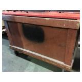 WOODEN ROLLING BIN WITH LID