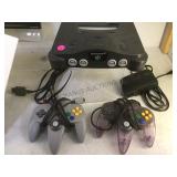 VINTAGE NINTENDO 64 WITH CORDS & 2 CONTROLLERS