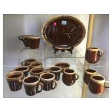 ASSORTMENT OF MCCOY BROWN DRIP GLAZE MUGS
