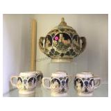 GERMAN PUNCH-BOWL SET W/ CUPS