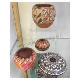4 PIECES OF NATIVE AMERICAN POTTERY, ACOMA SIGNED