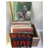BOX OF VINYL ALBUMS, 'QUEEN', 'KISS',