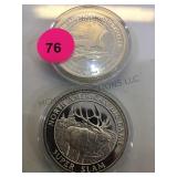2  .999 SILVER 'NORTH AMERICA BIG GAME' ROUNDS