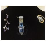 3 STERLING & MULTI COLORED GEMSTONES PENDANTS