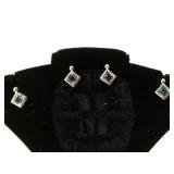 2 PAIR OF STERLING  EARRINGS W/ BLUE/PURPLE GEMS
