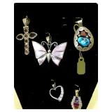 STERLING PENDANTS W/MULTI-COLORED GEMSTONES