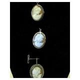 3 STERLING/CAMEO PENDANTS