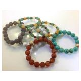 TRAY OF GEMSTONE STRETCH BRACELETS