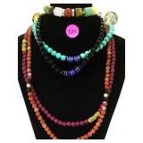 NECK OF GEMSTONE STRETCH NECKLACES & A BRACELET