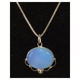 STERLING NECKLACE W/CLOUDY BLUE GEMSTONE