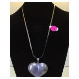 VINTAGE STERLING NECKLACE W/PUFFY HEART PENDANT