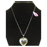 STERLING CHAIN W/STERLING HEART NECKLACE