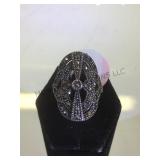 STERLING ADJUSTABLE MARCASITE RING