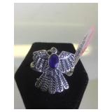 STERLING THUNDERBIRD RING,W/SAPPHIRE, SIZE 9