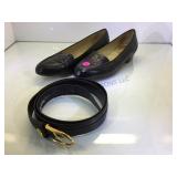BLACK  LEATHER CHANEL WOMENS SHOES, SIZE 9.5