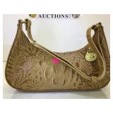 BRAHMIN BUCKSKIN LEATHER HAND-TOOLED BAG