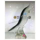LARGE ART GLASS DOLPHIN ON WAVE, 18' TALL