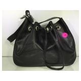 LAUREN RALPH BLACK DRAWSTRING SHOULDER BAG