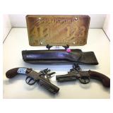 2 FLINTLOCK REPLICA PISTOLS , HOLSTER