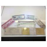 GOLD & SILVER FOIL CERTIFICATES& IRAQ CURRENCY