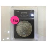 1924 SILVER PEACE DOLLAR, CASED