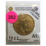 1922 $20 GOLD DOUBLE EAGLE